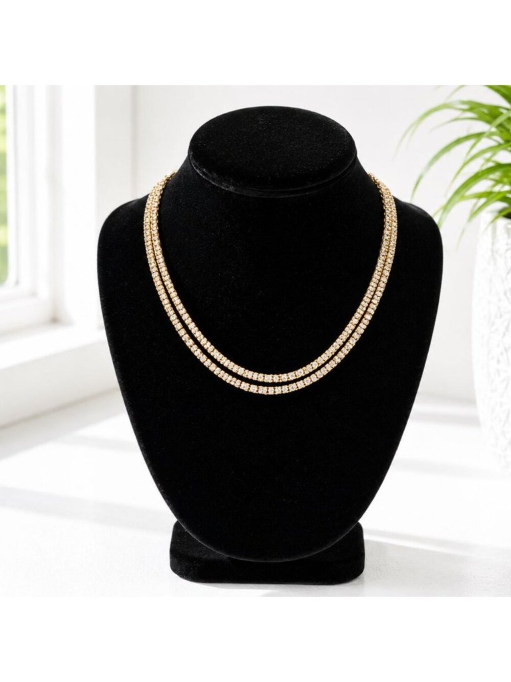 Gold-Tone Double-Strand Box Chain Necklace With Lobster Clasp - Vintage Style 40